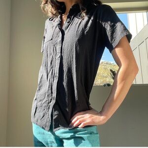 Black Button-Up Women's Top
